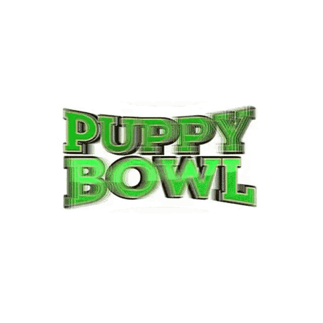 a puppy bowl logo with a football on top of it