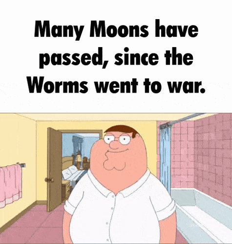 peter griffin from family guy is standing in a bathroom