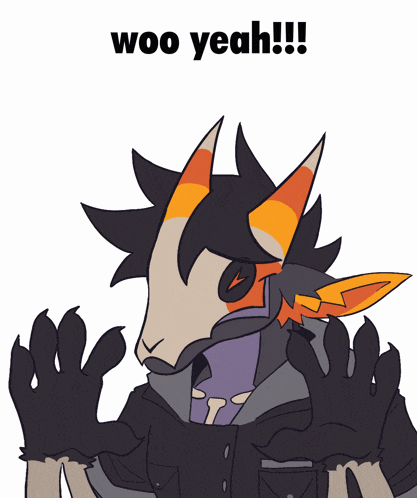 a drawing of a monster with the words woo yeah