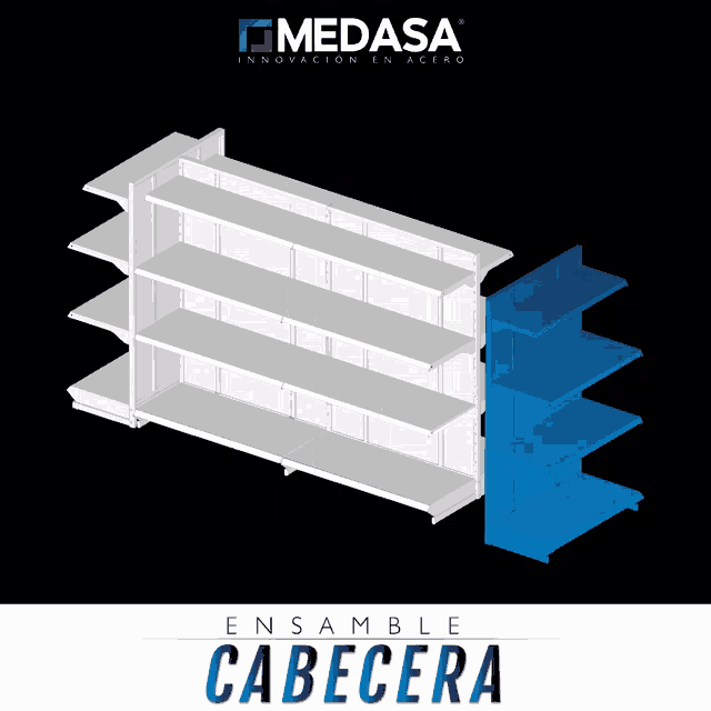 a medasa advertisement with a blue shelf
