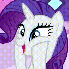 a cartoon pony with a purple mane is covering her face
