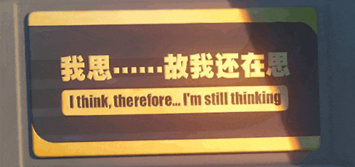 a sign that says i think therefore i 'm still thinking in chinese