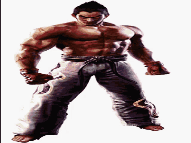 a very muscular man with a black belt around his waist is standing in front of a white background