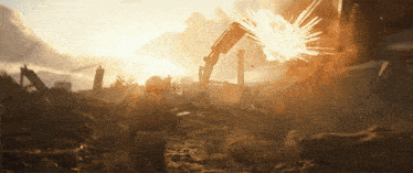 a huge explosion is going off in the distance