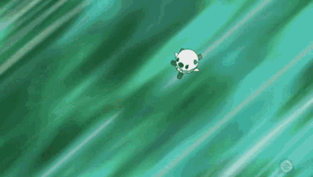 a cartoon character is flying through the air with a fireball in the background .