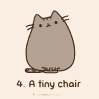 a cartoon cat is sitting on a tiny chair ..