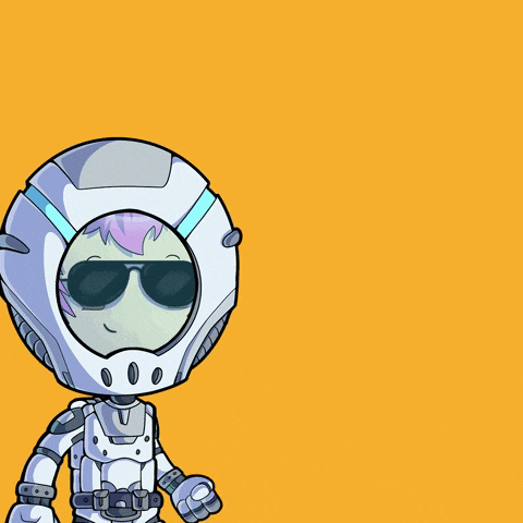 a cartoon drawing of a robot surrounded by money