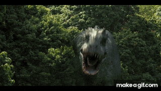 a dinosaur with its mouth open and its tongue sticking out
