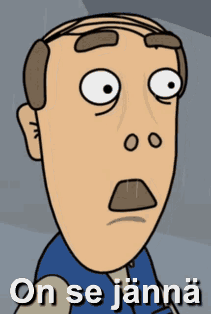 a cartoon of a man with a surprised look on his face and the words " on se janna " below him