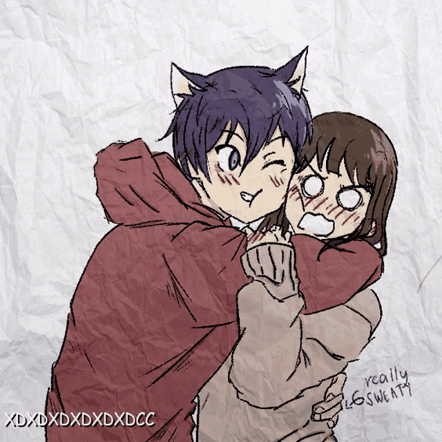 a drawing of a boy and a girl with xdxdxdxdxdcc written on it