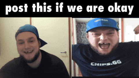 a man wearing a blue hat and a shirt that says chips.gg on it