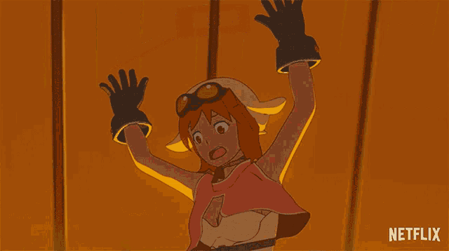 a cartoon of a person being lifted by a robot with a netflix logo in the corner