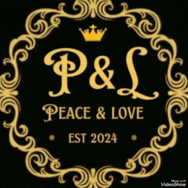 a logo that says p & l peace and love est 2024