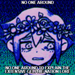 a cartoon of a girl with flowers in her hair and the words `` no one around to explain the extensive gelphie nation lore ''
