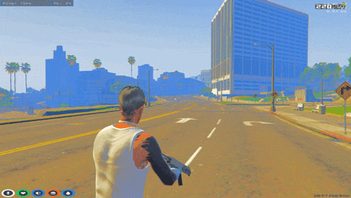 a man is holding a gun in a video game with a ping of 75 ms