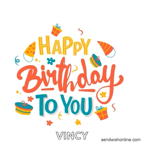 a happy birthday to you greeting card with gifts and confetti .