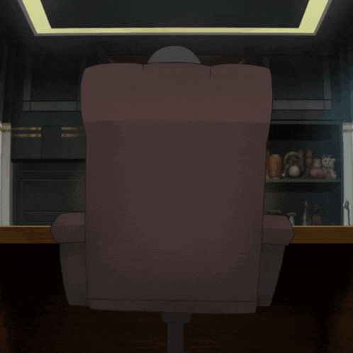 a cartoon girl sits in a chair with her eyes closed