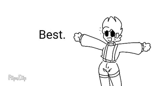 a black and white drawing of a boy with his arms outstretched and the words ever !