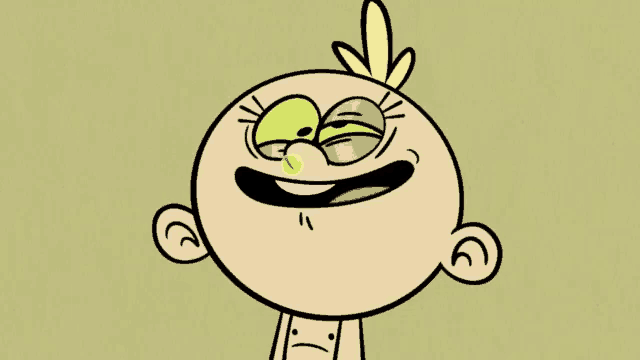 a close up of a cartoon character with a smiley face