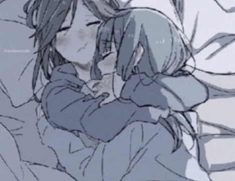 a drawing of a man and a woman hugging each other in bed .
