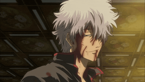 a cartoon character with blood on his face
