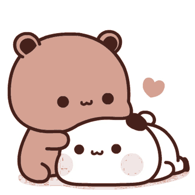 a brown teddy bear is hugging a white teddy bear