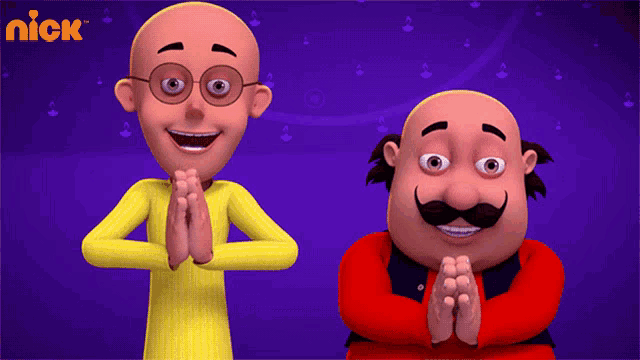 two cartoon characters on a purple background with a nick logo
