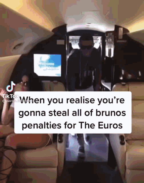 a man and a woman are on a private jet and the caption says when you realise you 're gonna