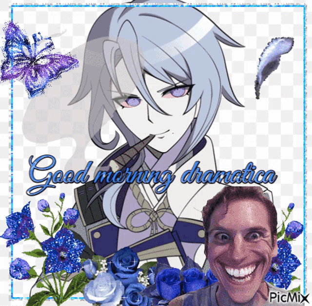 a picture of a man and a girl with the words good morning dramatica on it