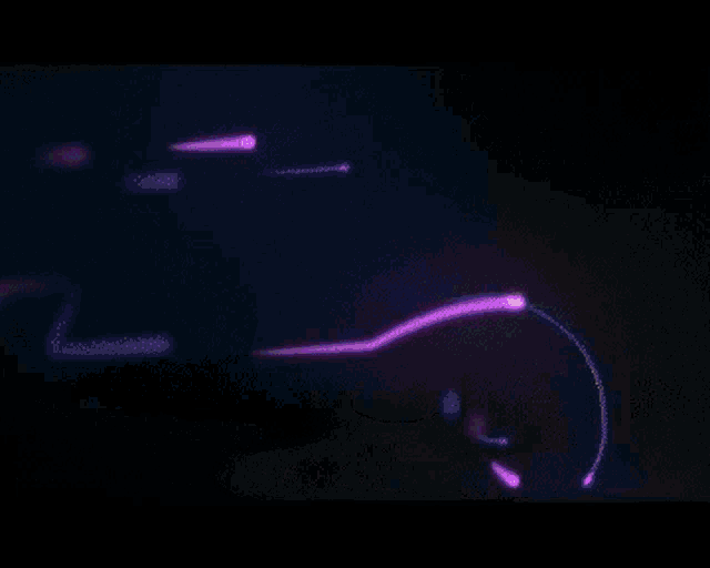 a glitch screen with a purple light coming out of it