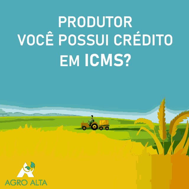 an advertisement for agro alta shows a man on a tractor in a field