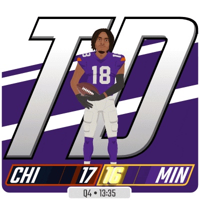 a football player in a purple uniform with the number 18 on it