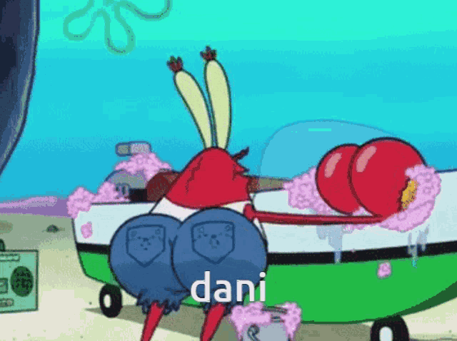 a cartoon character with the word dani on the bottom of his butt