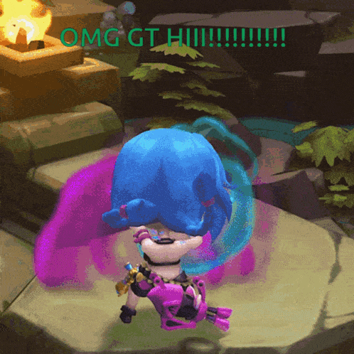 a cartoon character says omg gt hi !!!