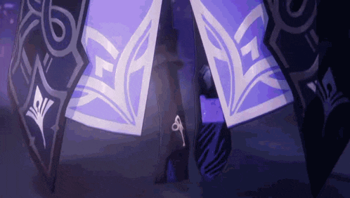 a close up of a person 's feet with purple and white patterns on them