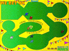 a cartoon drawing of a race track with the words " we bet on " on the top