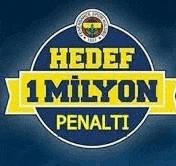 a blue and yellow sign that says hedef 1 milyon penalti