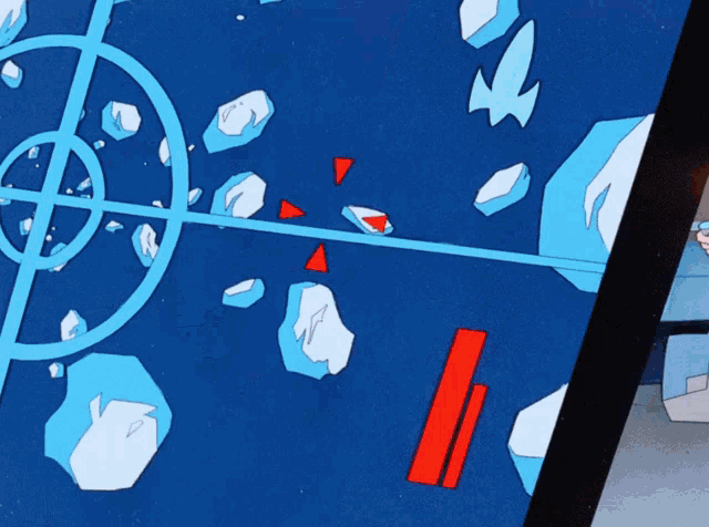 a cartoon drawing of a circle with a red arrow pointing to the center