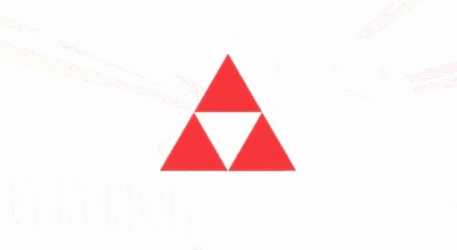 a video game character is flying through the air with a red triangle in the background