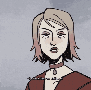 a drawing of a woman with a choker asking do i look like your girlfriend
