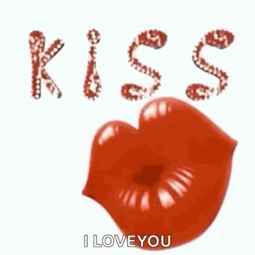 a couple of red lips blowing a kiss with the word kiss written on them .