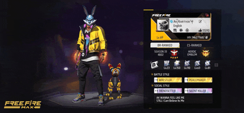a screenshot of a free fire max character