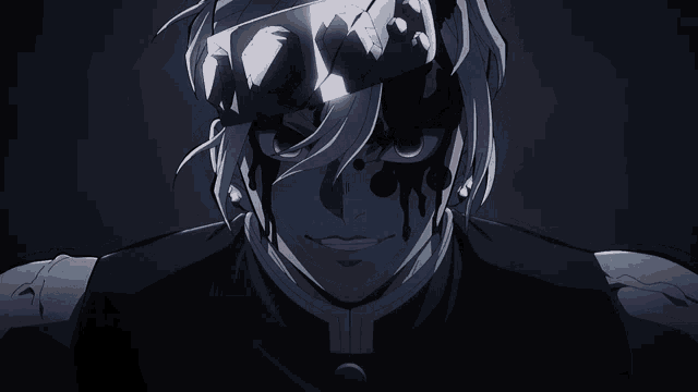 a close up of a person 's face with blood coming out of it