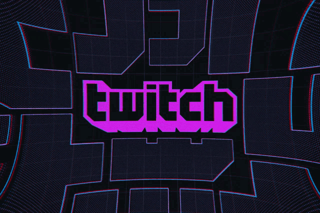 a purple twitch logo is displayed on a dark background