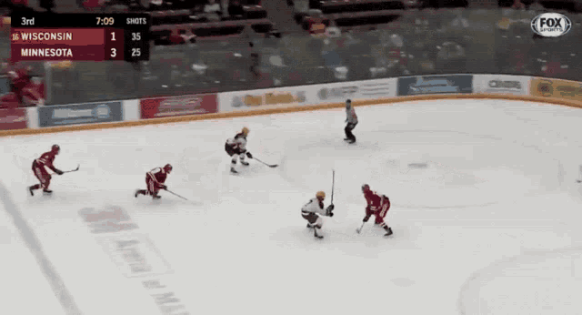 a hockey game between wisconsin and minnesota is being shown on fox