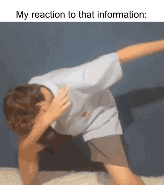 a person is doing a dab on a bed with their arms outstretched .