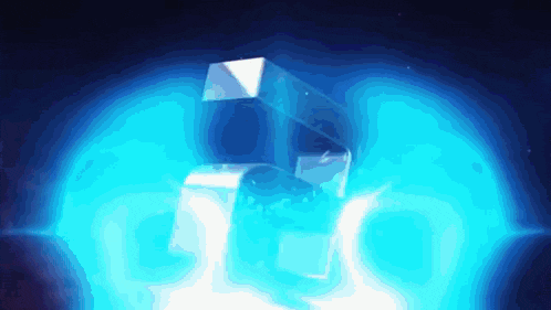 a blue background with a white object in the center