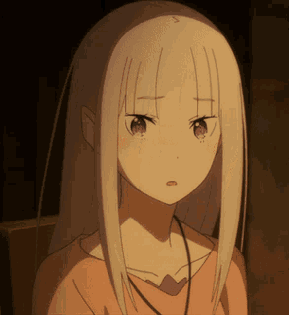a close up of a girl with white hair and red eyes