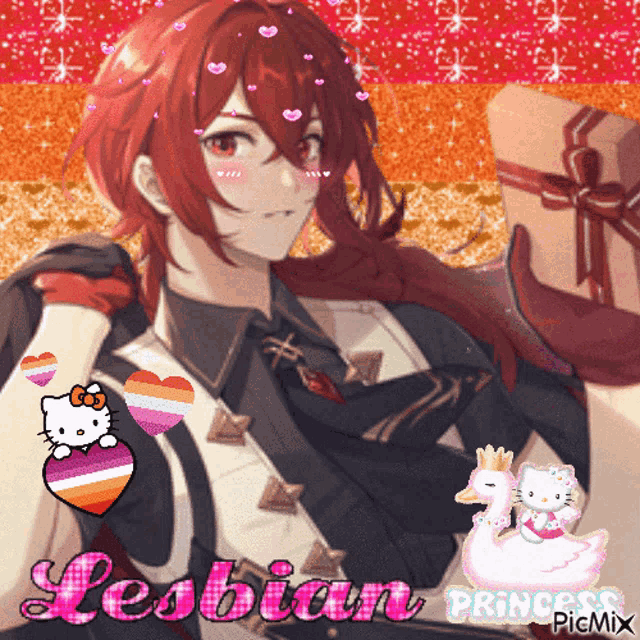 a picture of a girl with red hair and the words lesbian princess on the bottom
