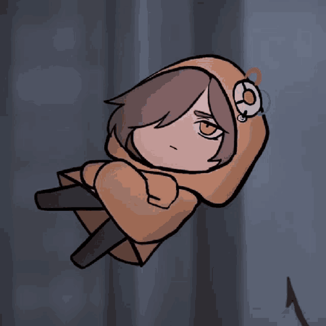 a drawing of a person wearing a hoodie with a circle on it